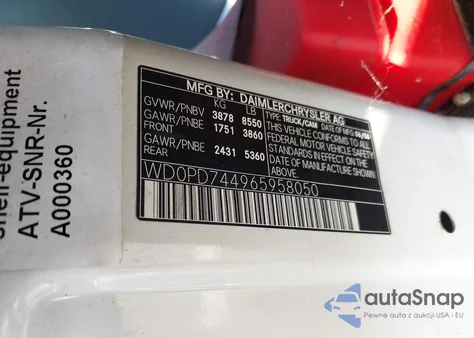 2006 Dodge Sprinter Van 2500 Shc из США, поврежденный, VIN WD0PD744965958050